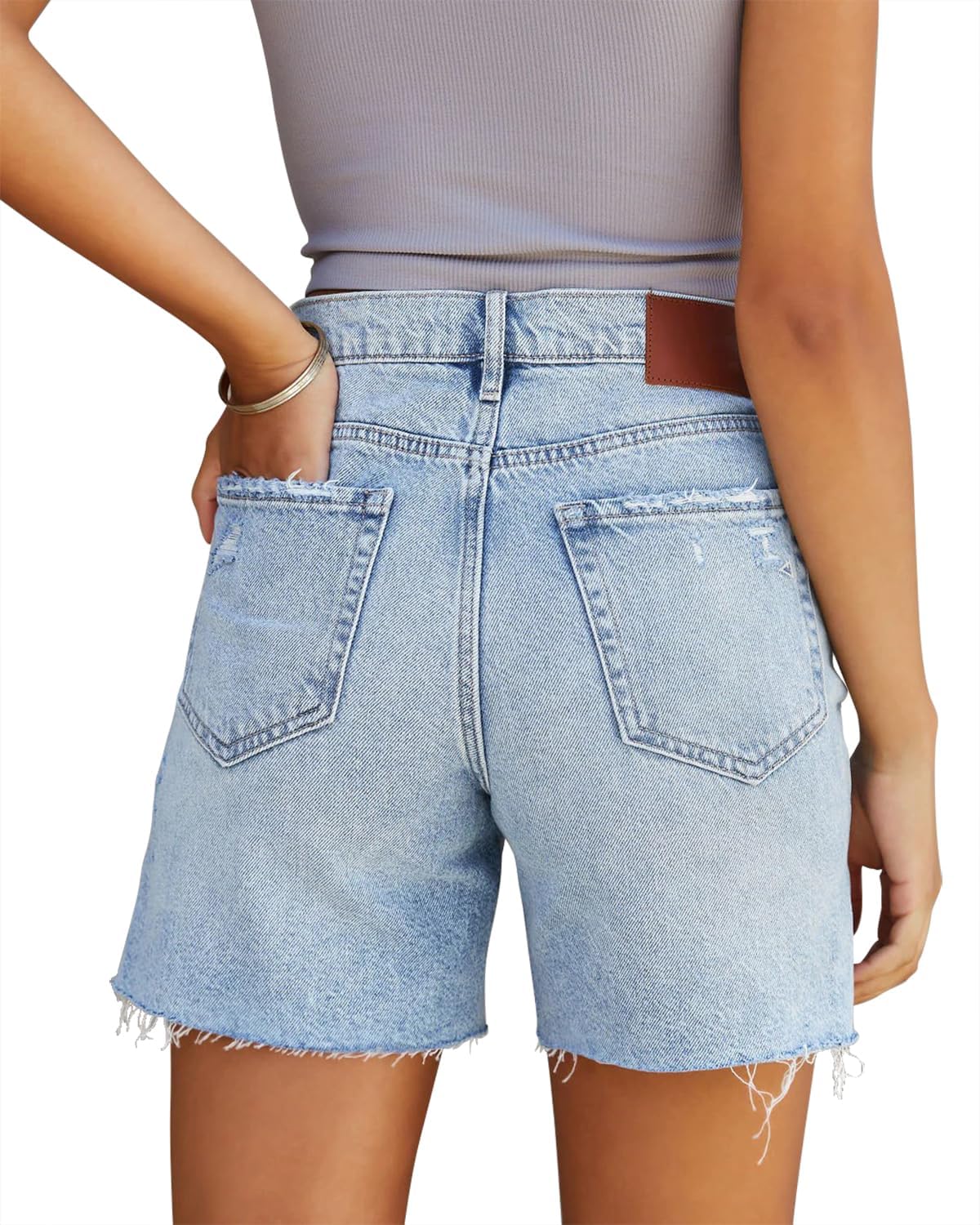 CHICZONE Womens Bermuda Jean Shorts Stretchy Mid Waisted Denim Shorts with Pockets