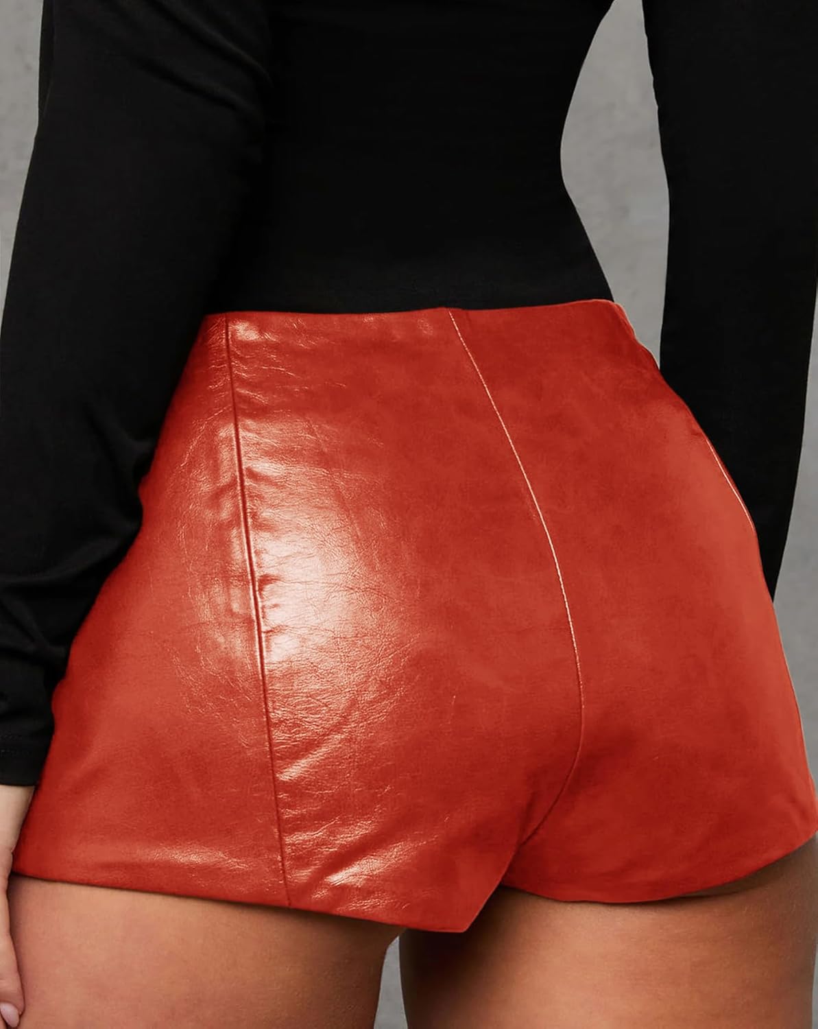 Fallorchid Women's Faux Leather Shorts Sexy Skinny Mini Shorts Hot Pants