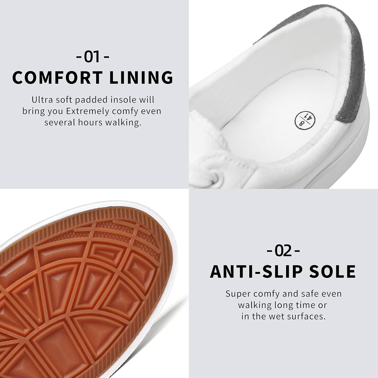 FRACORA Mens Canvas Shoes White Black Sneakers Low Top Lace Up Casual Shoes