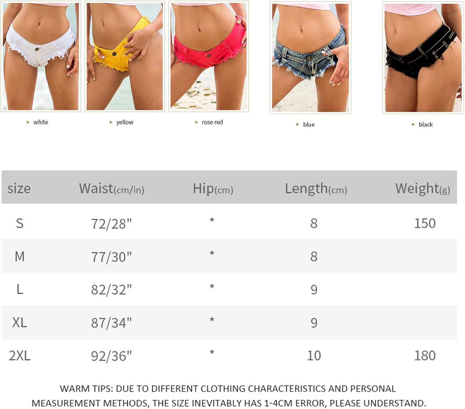 MUYDZ Women Sexy Cut Off Low Waist Denim Jeans Shorts Cheeky Naught Jean Short Hot Pants for Club Beach Nightclub