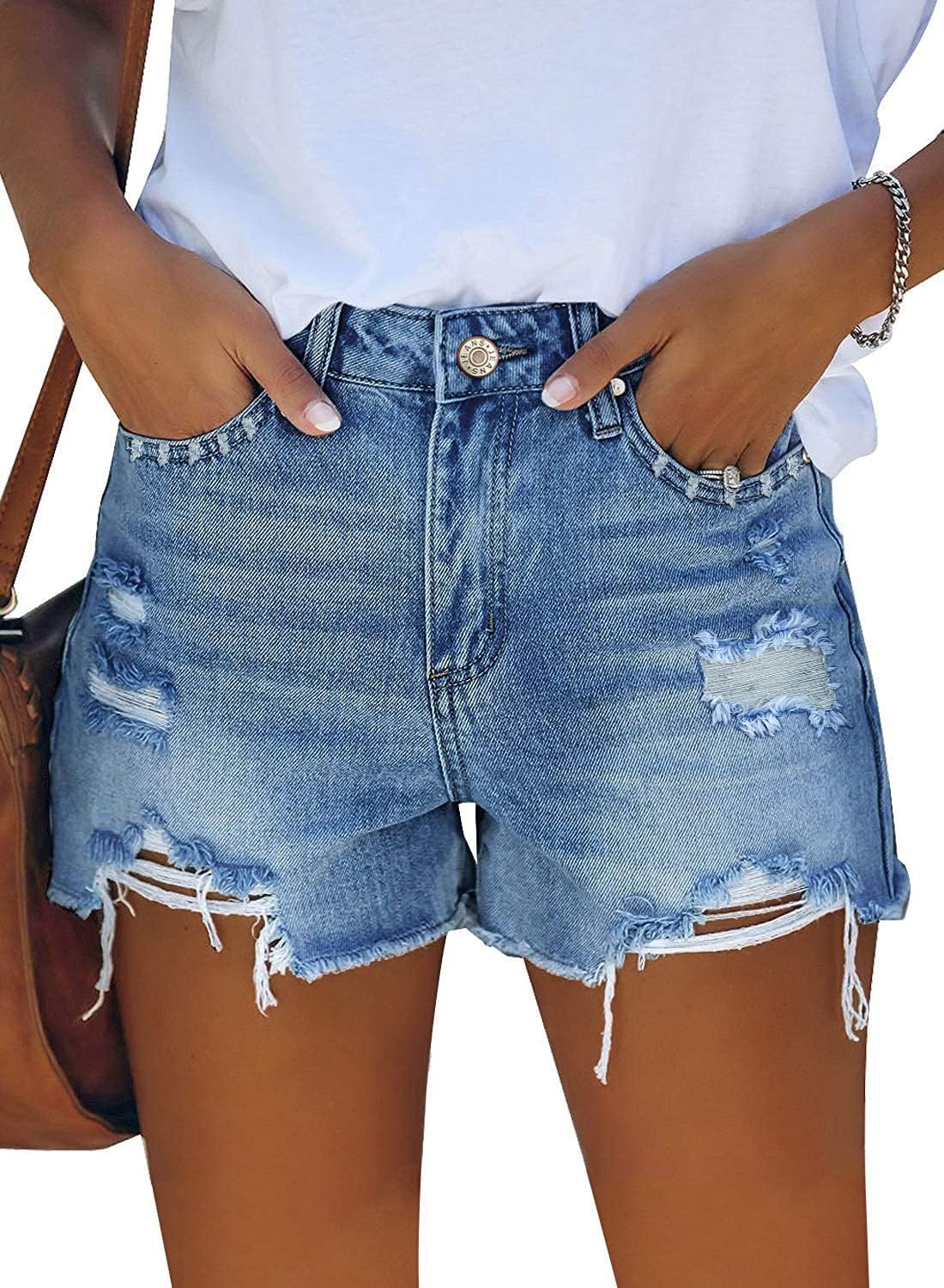 onlypuff Women's Denim Jean Short Ripped High Waist Cut Off