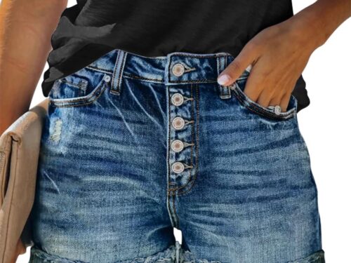 Women's Denim Jean Short Ripped High Waist Cut Off