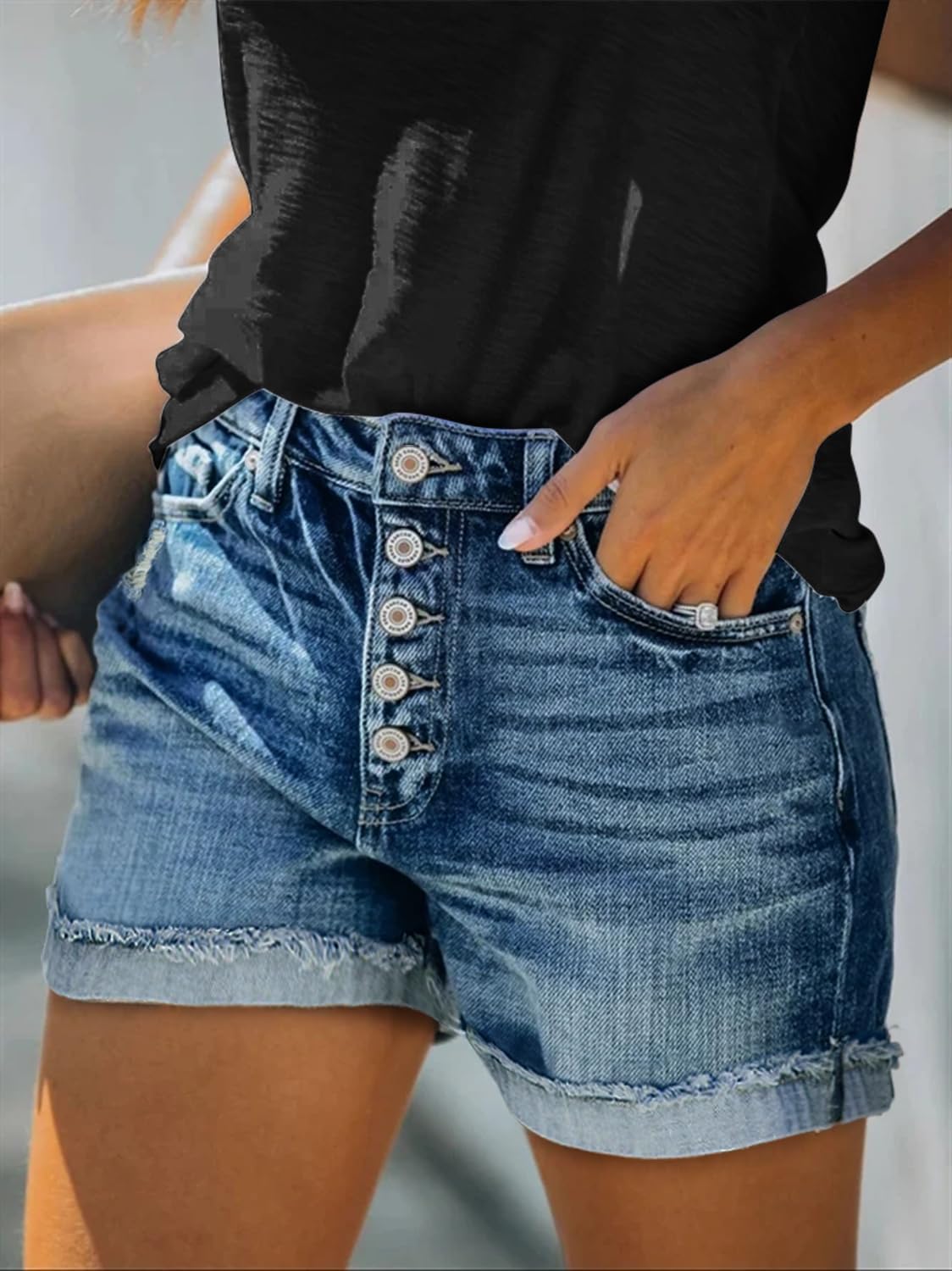 onlypuff Women's Denim Jean Short Ripped High Waist Cut Off