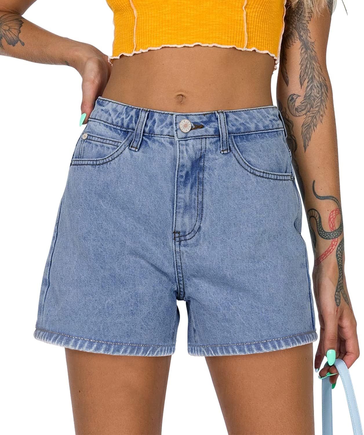 onlypuff Women's Denim Jean Short Ripped High Waist Cut Off