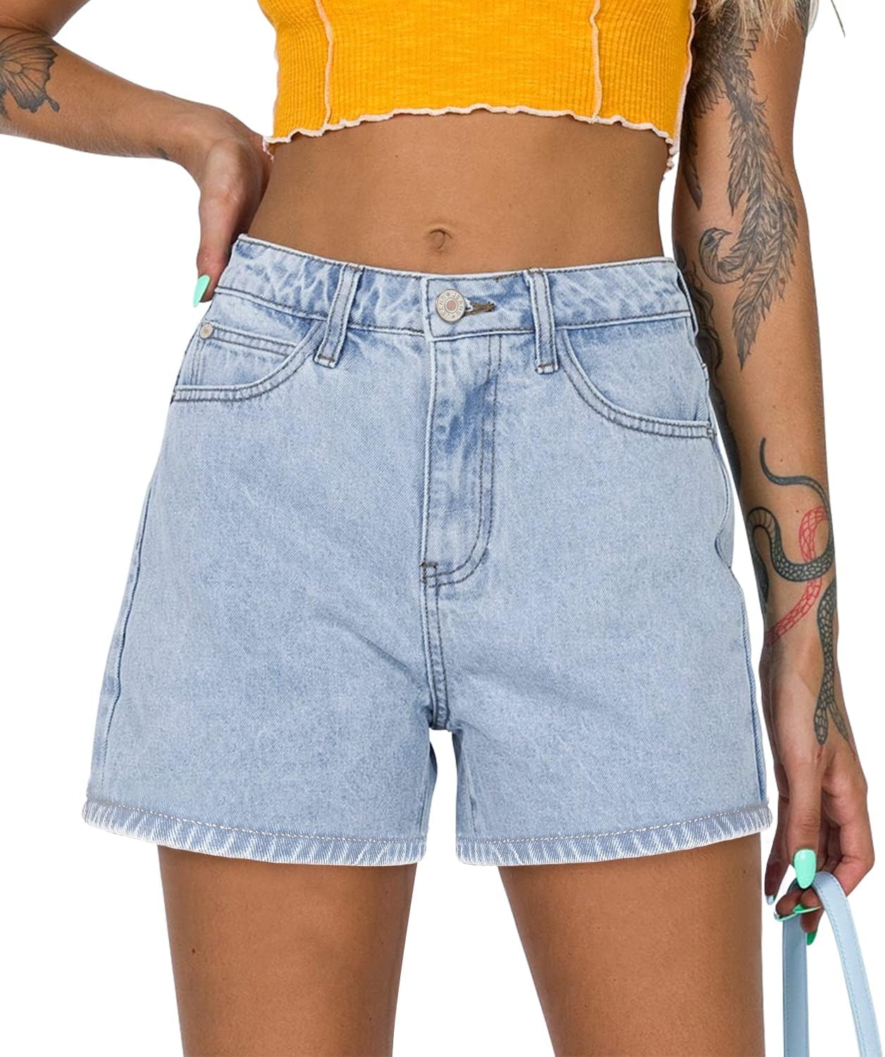 onlypuff Women's Denim Jean Short Ripped High Waist Cut Off