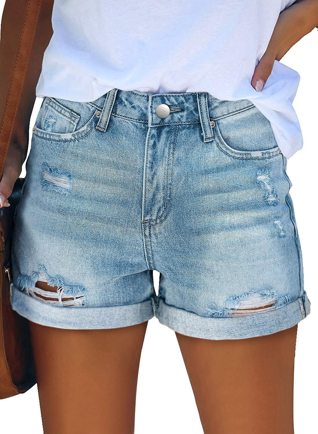 onlypuff Women's Denim Jean Short Ripped High Waist Cut Off