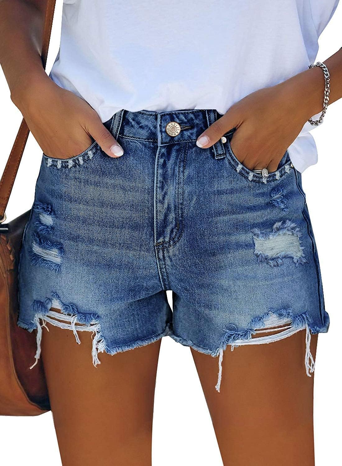 onlypuff Women's Denim Jean Short Ripped High Waist Cut Off