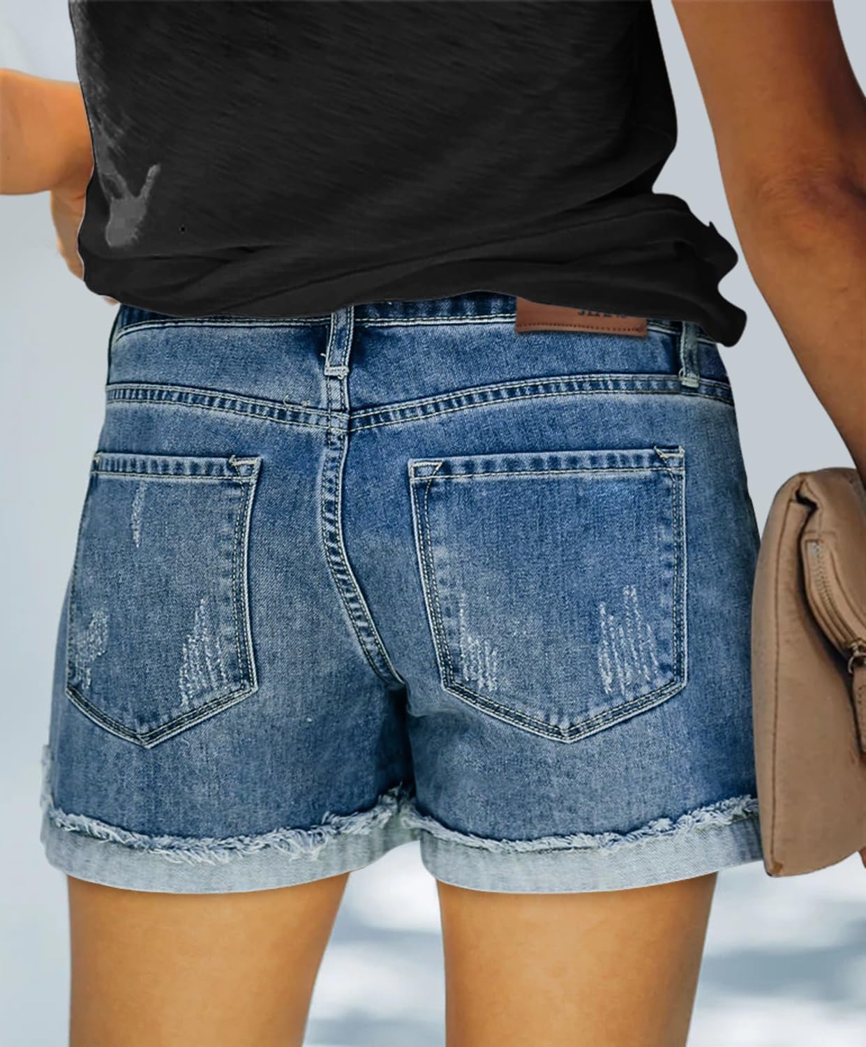 onlypuff Women's Denim Jean Short Ripped High Waist Cut Off