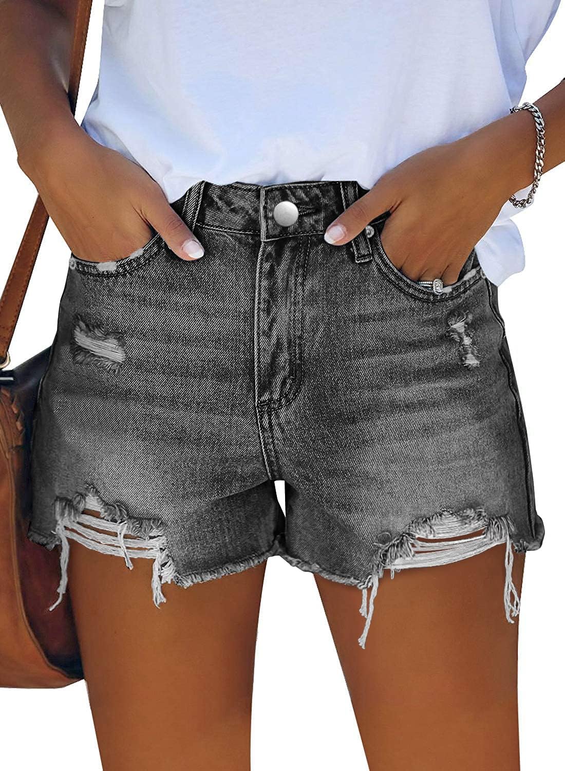 onlypuff Women's Denim Jean Short Ripped High Waist Cut Off