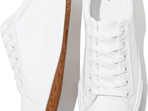 Womens White Tennis Shoes PU Leather Sneakers Casual Walking Shoes for Women