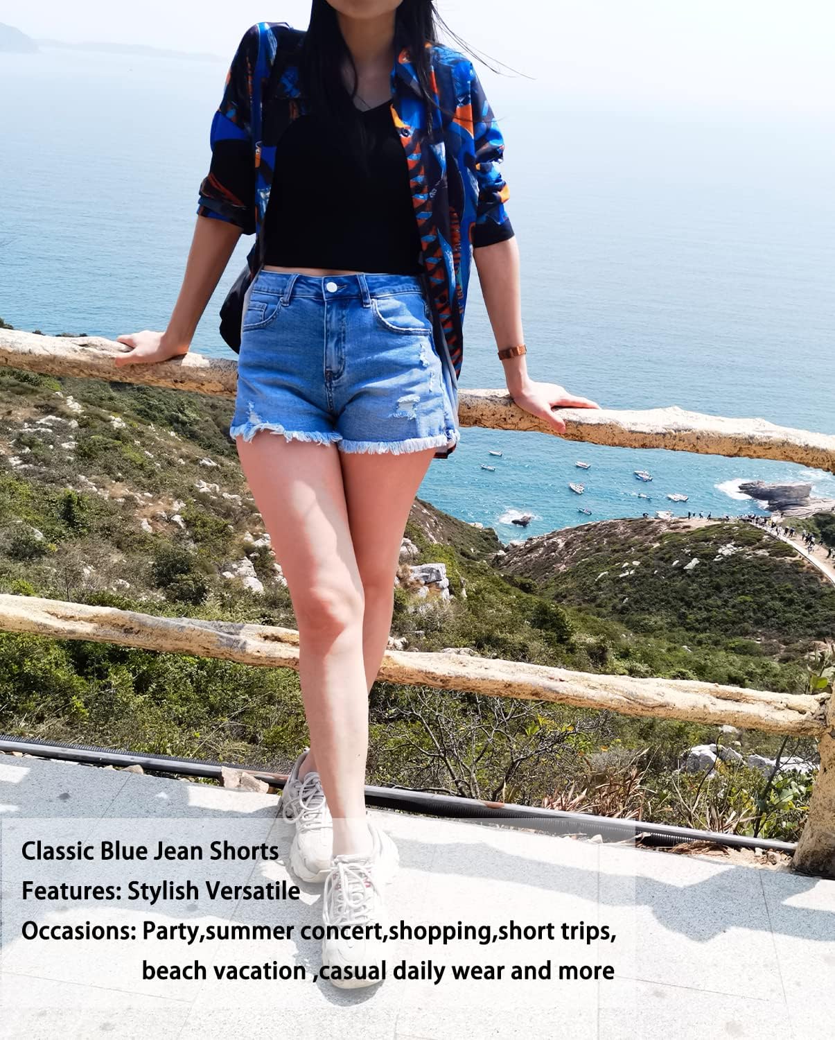 VAYEAH Jean Shorts Womens High Waisted Stretchy Ripped Denim Shorts