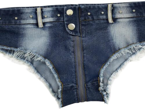 Women's Stretch Mini Denim Shorts Low Waist High Cut Hot Pants Jeans for Nightclubs Bars and Beaches
