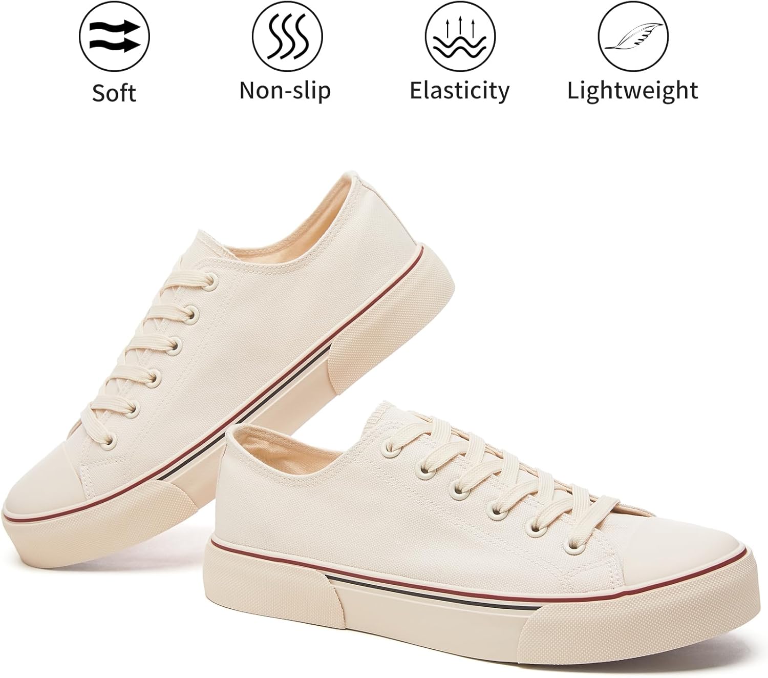 yageyan Men Canvas Low top Shoes Classic Casual Sneakers Black and White Fashion Shoes