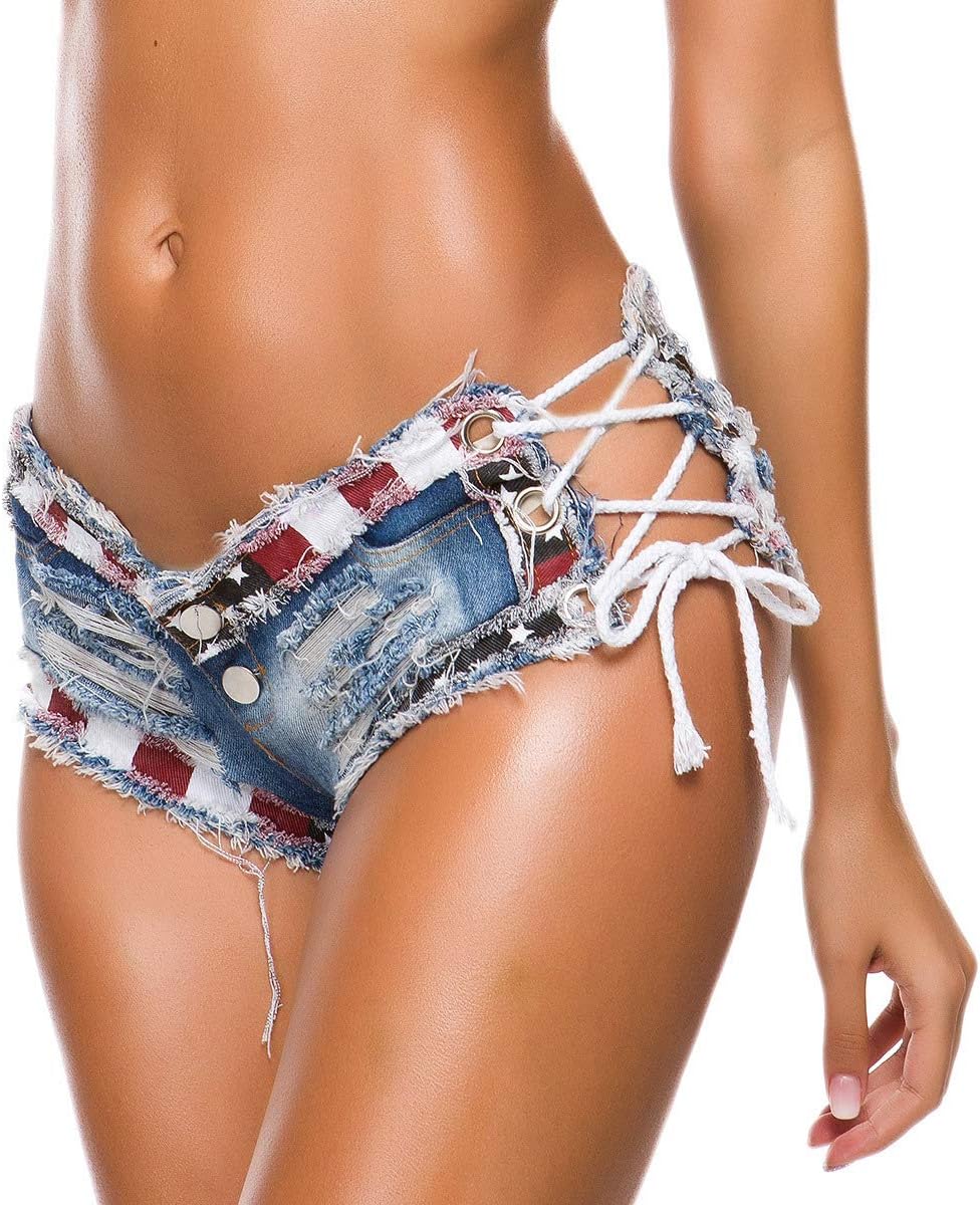 Yollmart Women Sexy Cut Off Low Waist Denim Jeans Shorts Mini Hot Pants